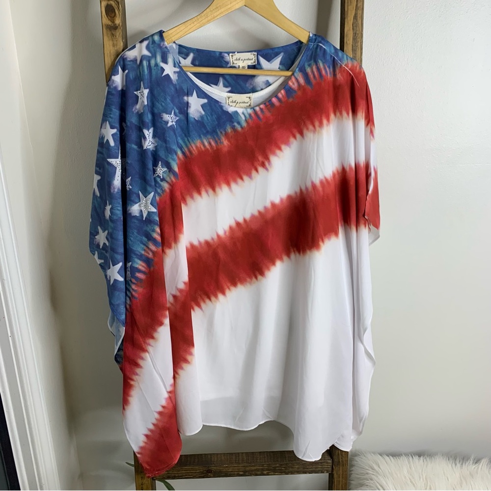 Cloth & Portrait American Flag Blouse